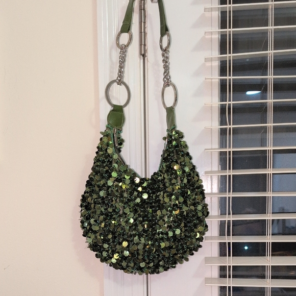 Elegant Green Sequin Hobo Bag - Picture 1 of 13